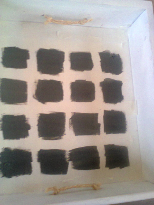 Painting the squares black, Pieces of a table, www.theboondocksblog.com