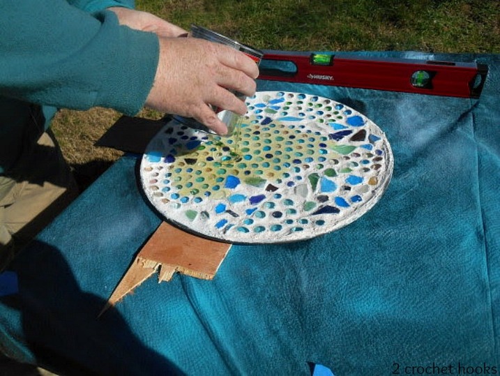 How To Make A Sea Glass Mosaic Table- The Boondocks Blog Clear Sealant For Mosaic Table Top