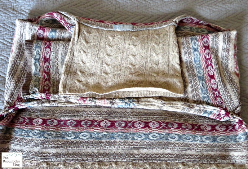 Folding the sweater,  Sweater pillows the easy way - www.theboondocksblog.com