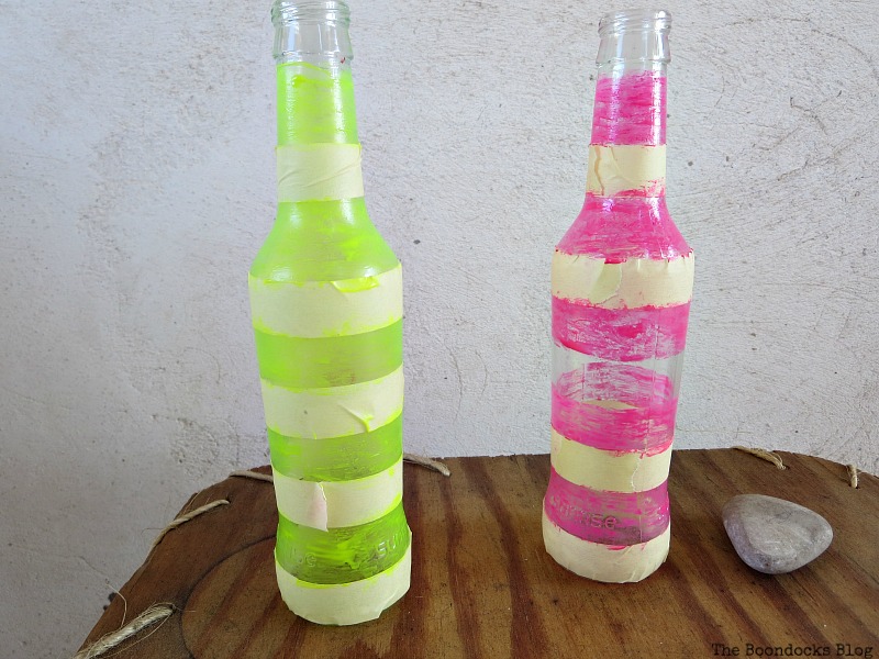 bottles with nail polish and tape, My Spring Roll Bottles www.theboondocksblog.com