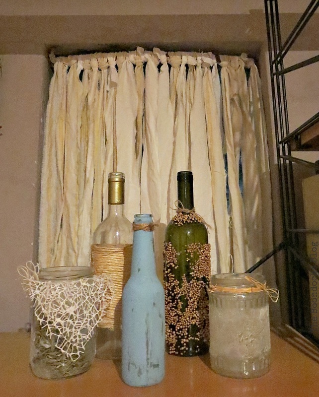 Night view with bottles and vases, How I Easily Solved the Glass Blocks Problem www.theboondocksblog.com