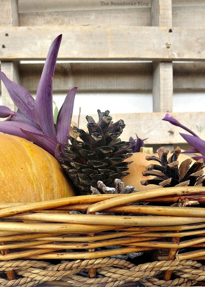 closeup of basket, , Easy DIY Fall Eucalyptus Vignette www.theboondocksblog.com