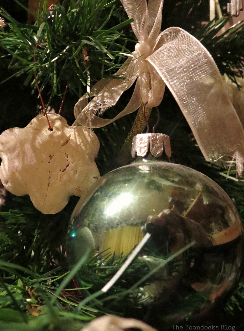 Globe and dough ornament, How to Upcycle your Christmas Tree on the cheap, www.theboondocksblog.com