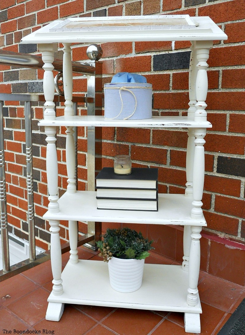 the finished dictionary stand How to Upcycle a Dictionary Stand with Chalk Paint www.theboondocksblog.com