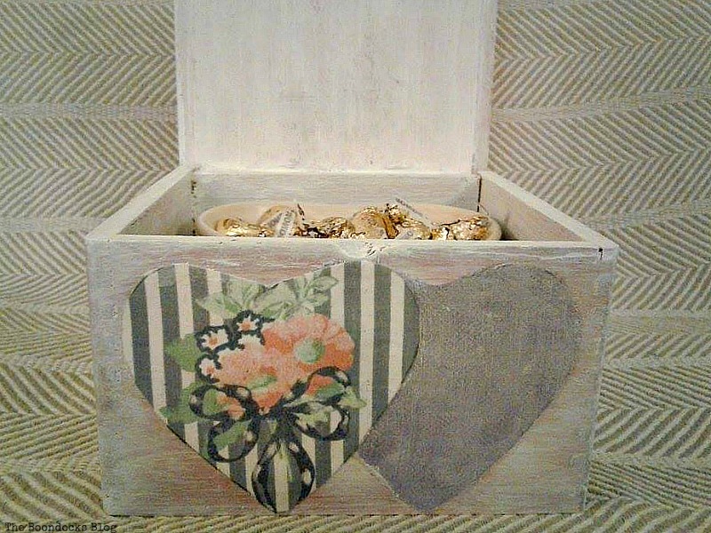 box with chocolates inside, Valentine's Day Wooden Gift Box www.theboondocksblog.com