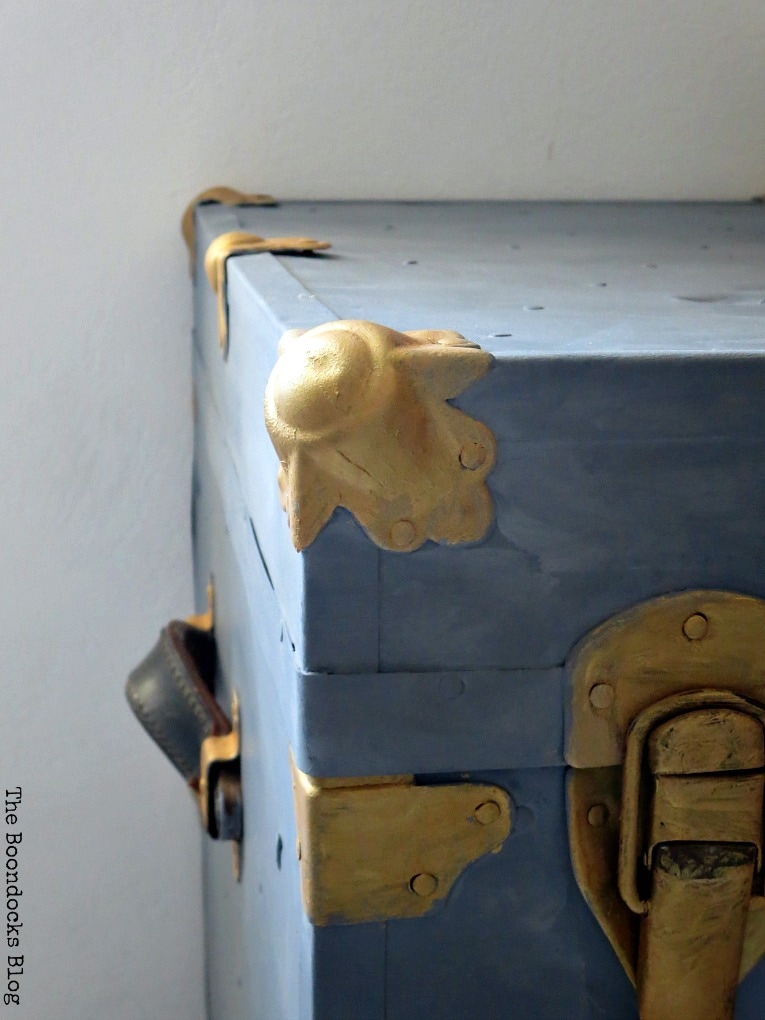 adding the beeswax, How to Revive a Metal Trunk with Old Fashioned Milk Paint, www.theboondocksblog.com