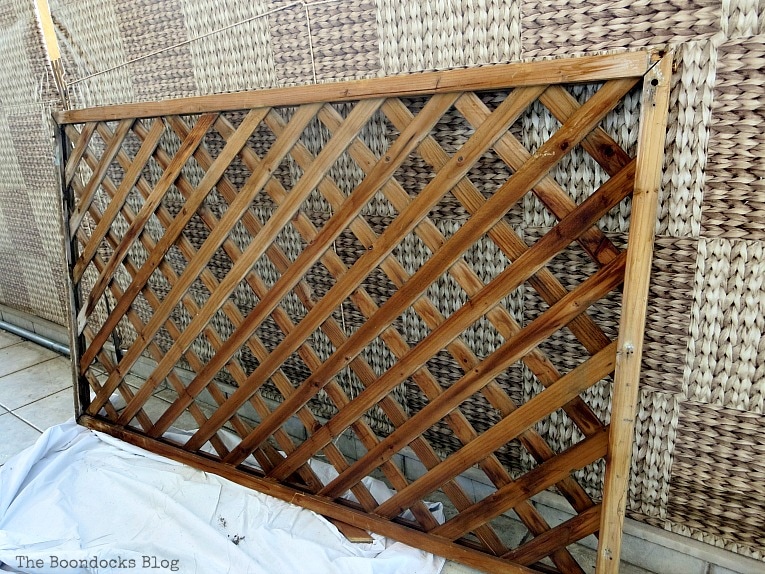 Lattice panel leaning against a wall.