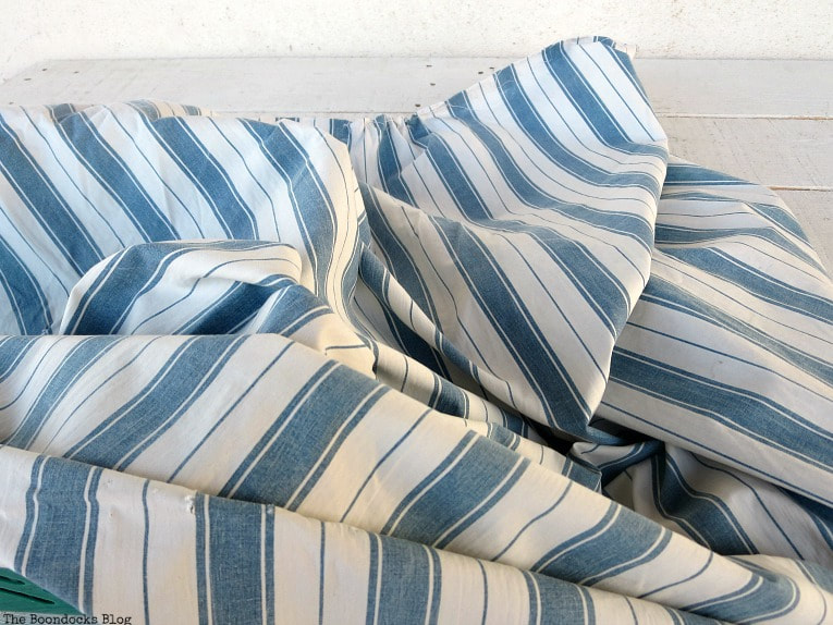 Blue striped piece of fabric.