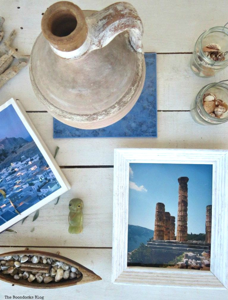 pottery, seashells and photo of Delphi, What I Love Best about Greece www.theboondocksblog.com