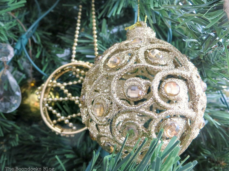 Glitter and jewel ball ornament, It's all About the Sparkle of the Christmas Tree www.theboondocksblog.com