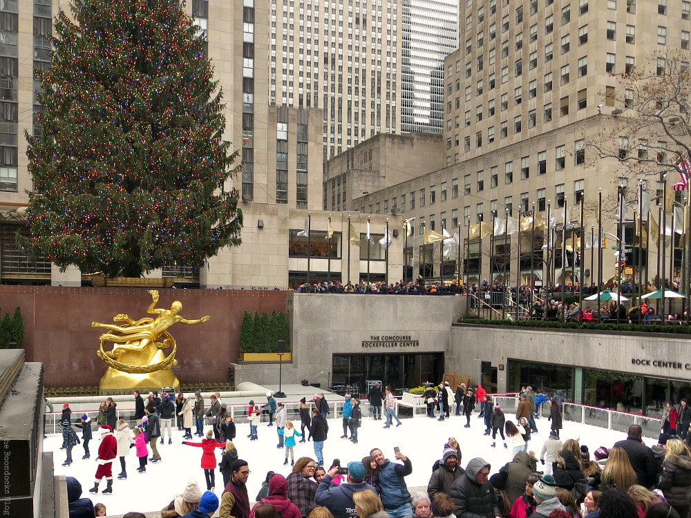 The sunken plaza at Rockefeller Center, A Visit to the Spectacular Tree at Rockefeller Center www.theboondocksblog.com