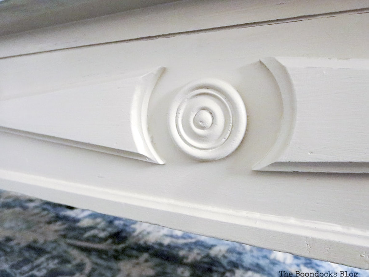 Close up view of the wood inlay details.