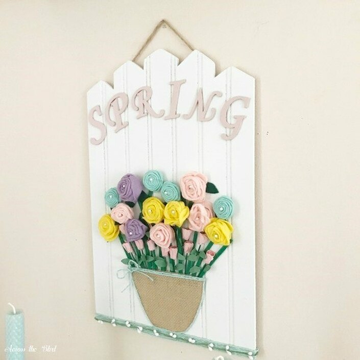 Spring wall art with floral blooms, 35 Easy Spring Ideas to Inspire You www.theboondocksblog.com