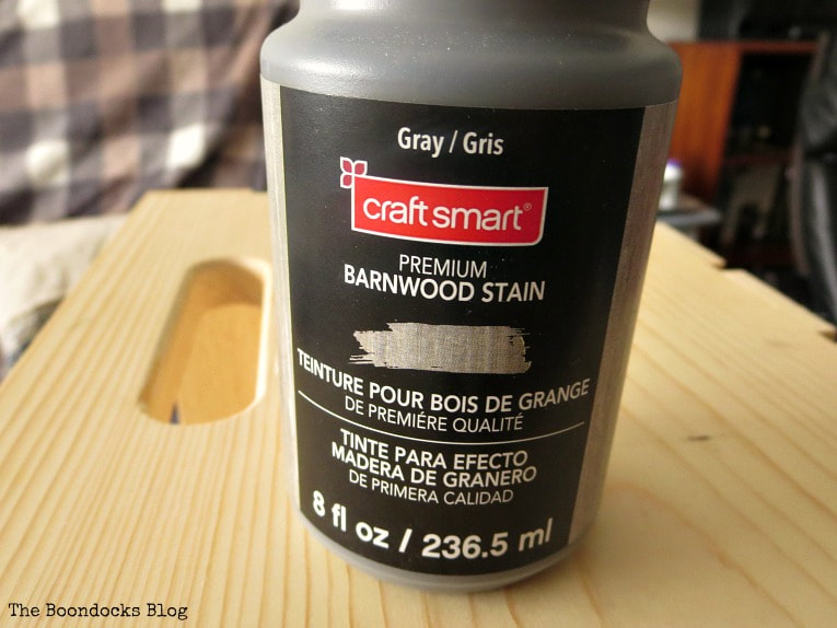Close up image of a bottle of Craft Smart Premium Barnwood Stain.